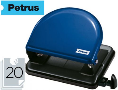 Furador petrus 52 metalico capacidade 20 folhas azul , Petrus , 23082 , 8411772337447